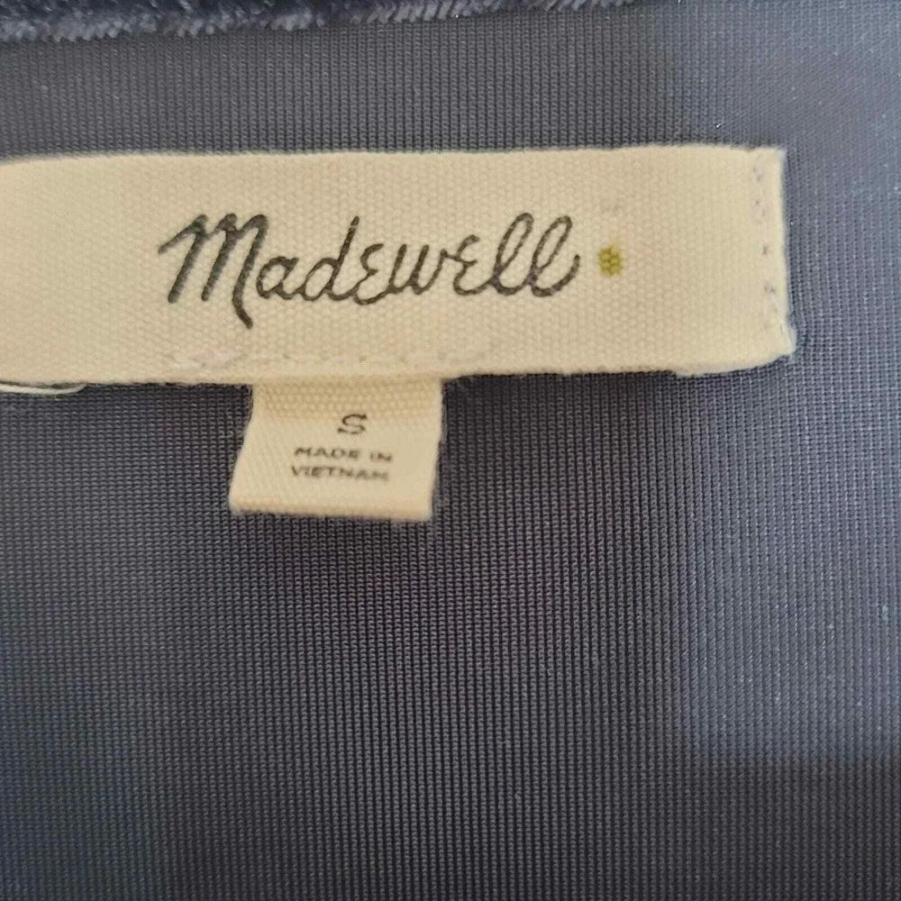 Madewell Velour Top S Blue Flutter Sleeve Crew Neck Whimsigoth‎ Fairy Boho